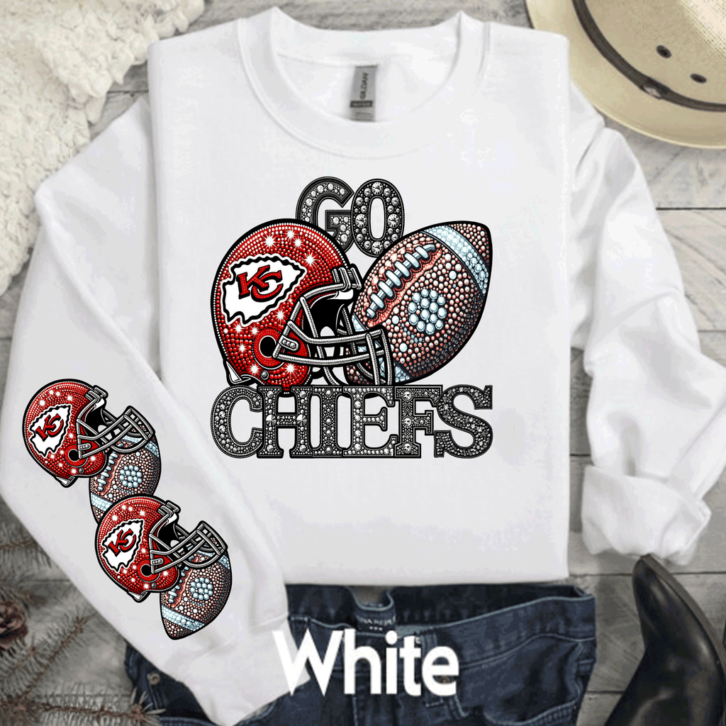 A Blessed Texas Mess Boutique Kansas City Chiefs Glitter Bling Leopard T-Shirt or Sweatshirt | KC Chiefs… — main product shot