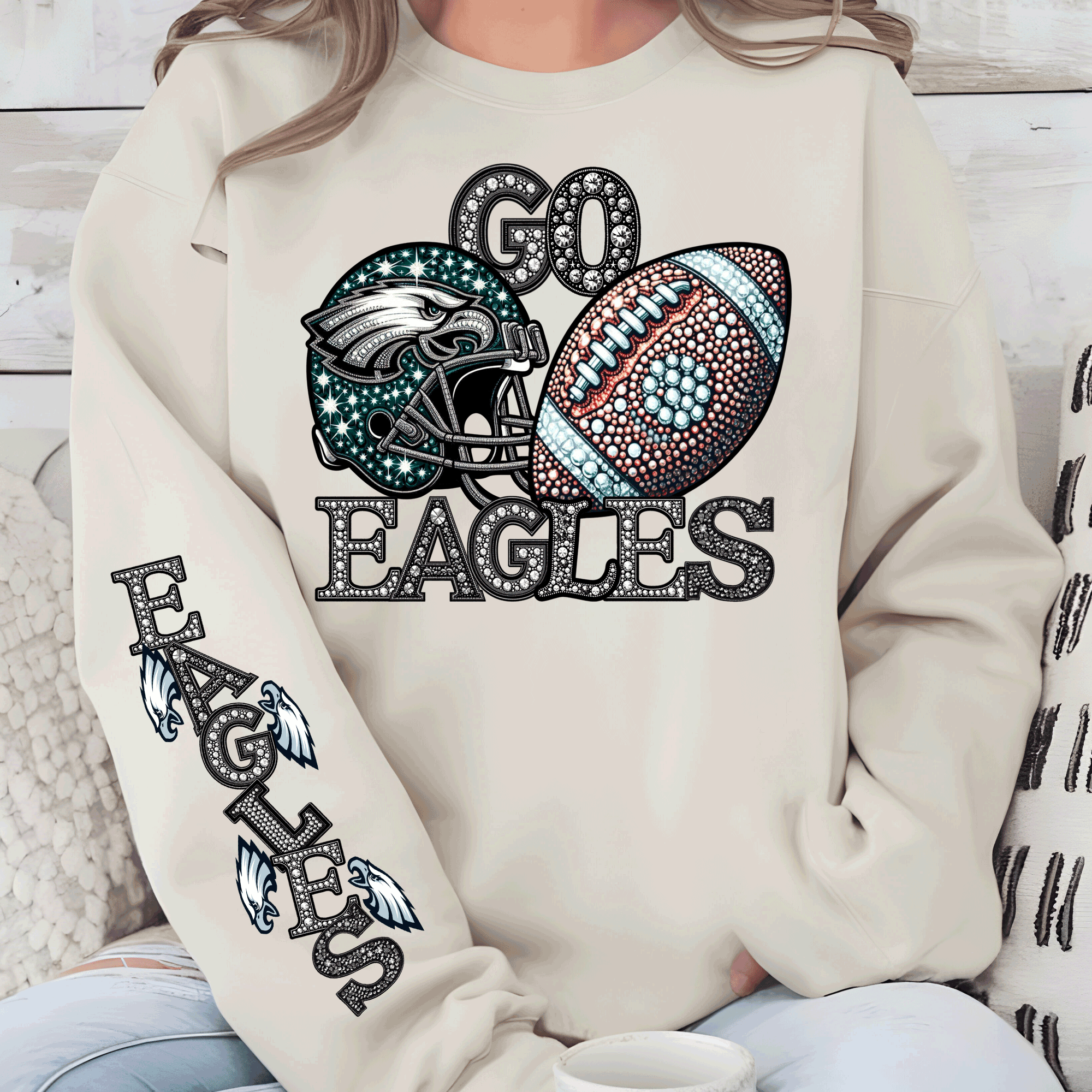 A Blessed Texas Mess Boutique Faux Glitter Philadelphia Football Sweatshirt, Philly T-shirt And Hoodie,… — dtf / graphic shirts category context