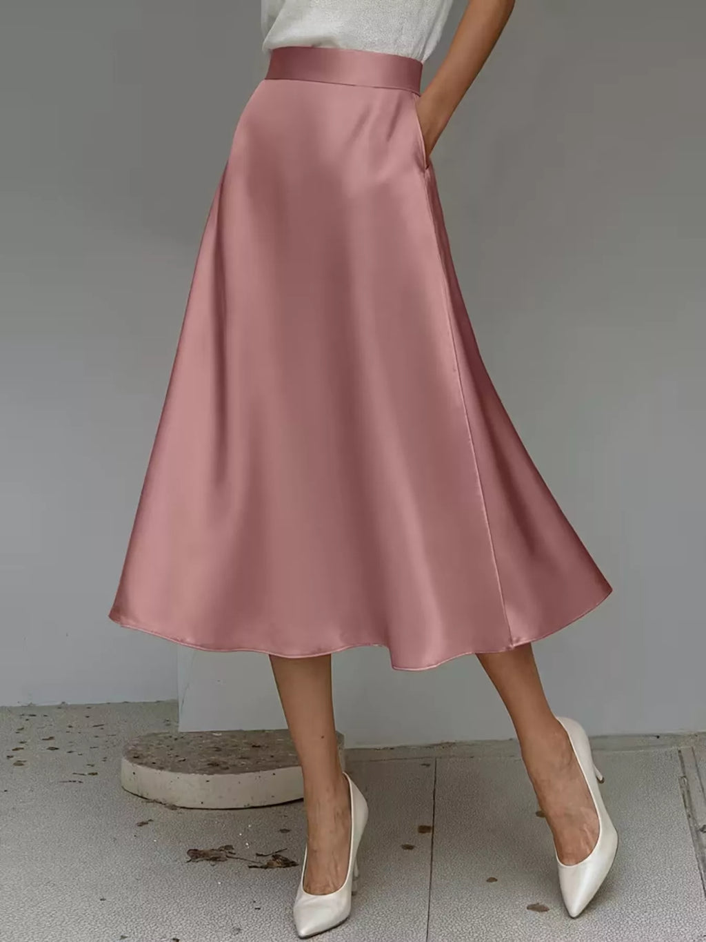 Satin Midi Skirt