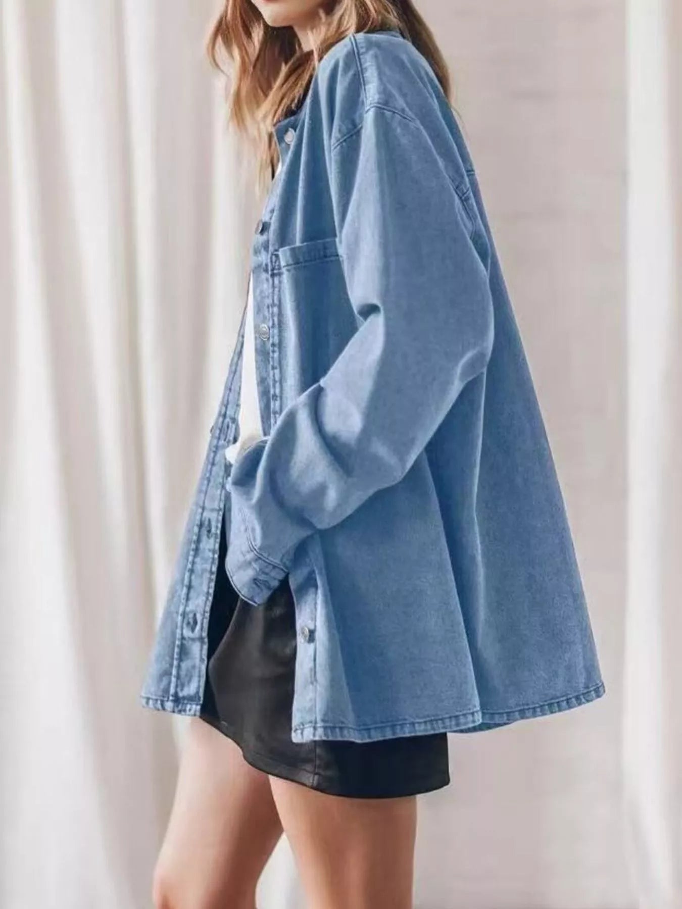 Oversized Button Up Denim Shirt