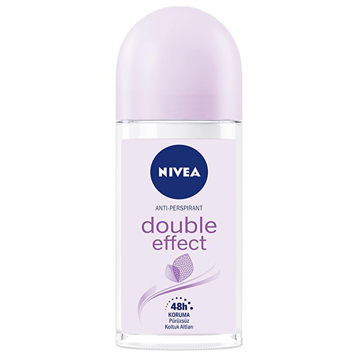 Nivea Double Effect Women's Deodorant Roll-On - 48-Hour Anti-Perspirant Protection, Alcohol-Free, Natural Avocado Extracts