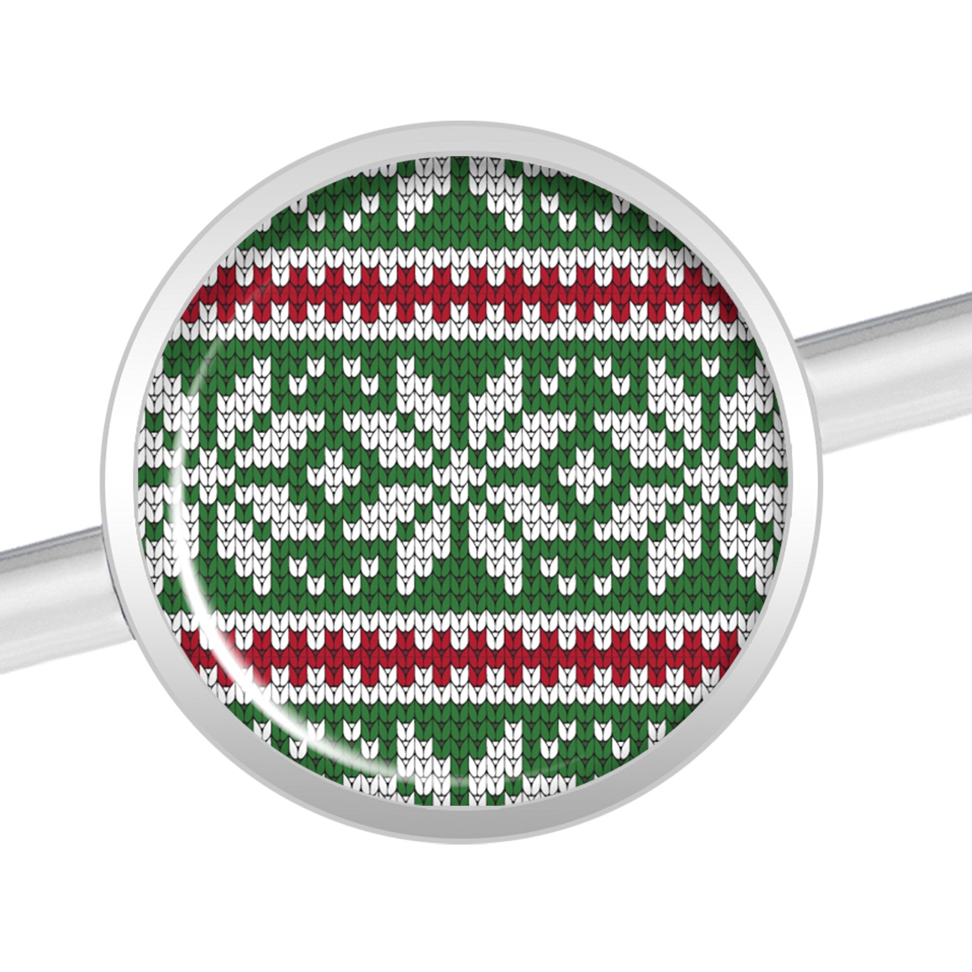 BodyCandy 14G Green Red Christmas Sweater Industrial Barbell 37mm — detail and construction