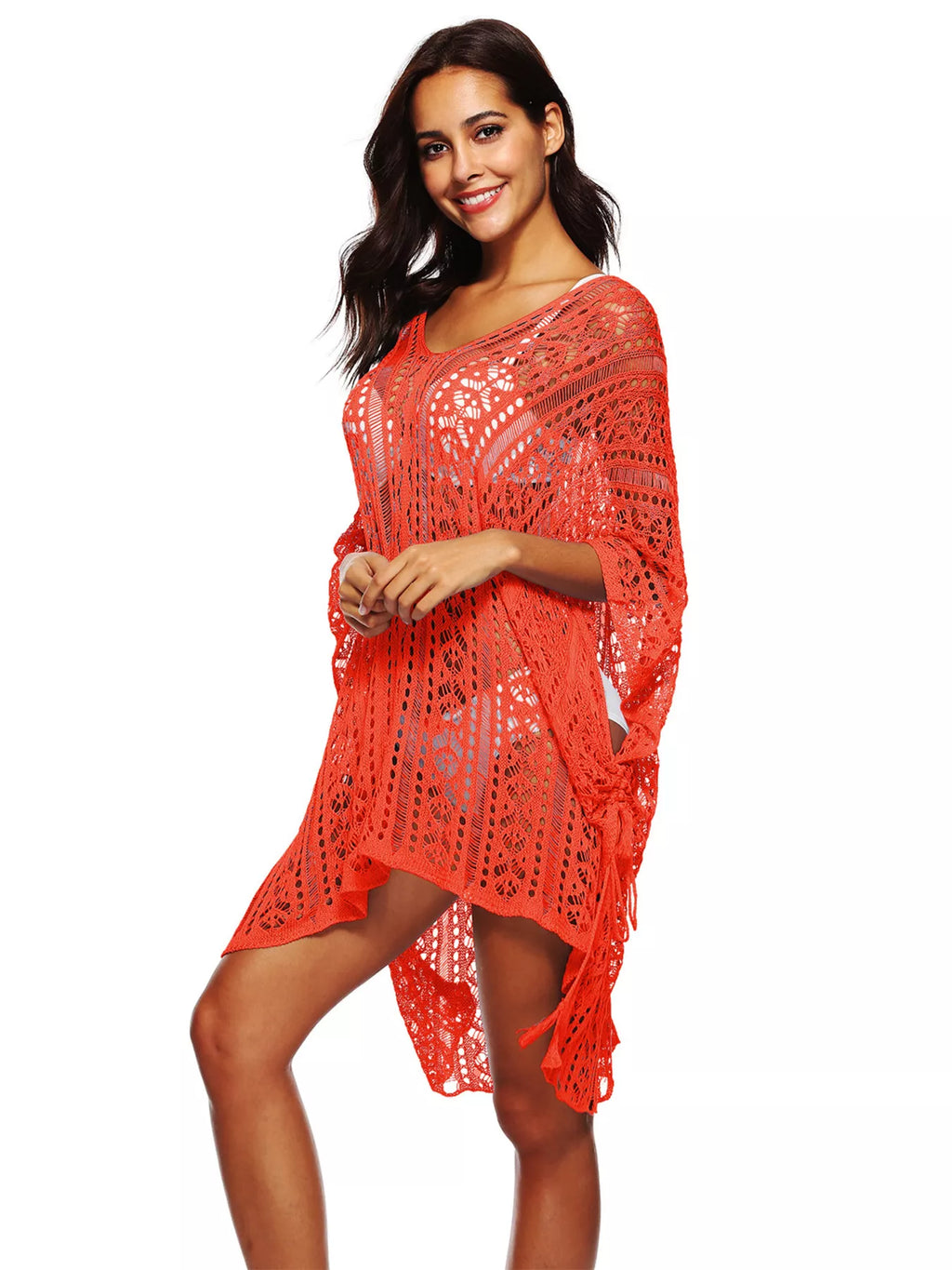 Crochet Knit V-Neck Cover-Up