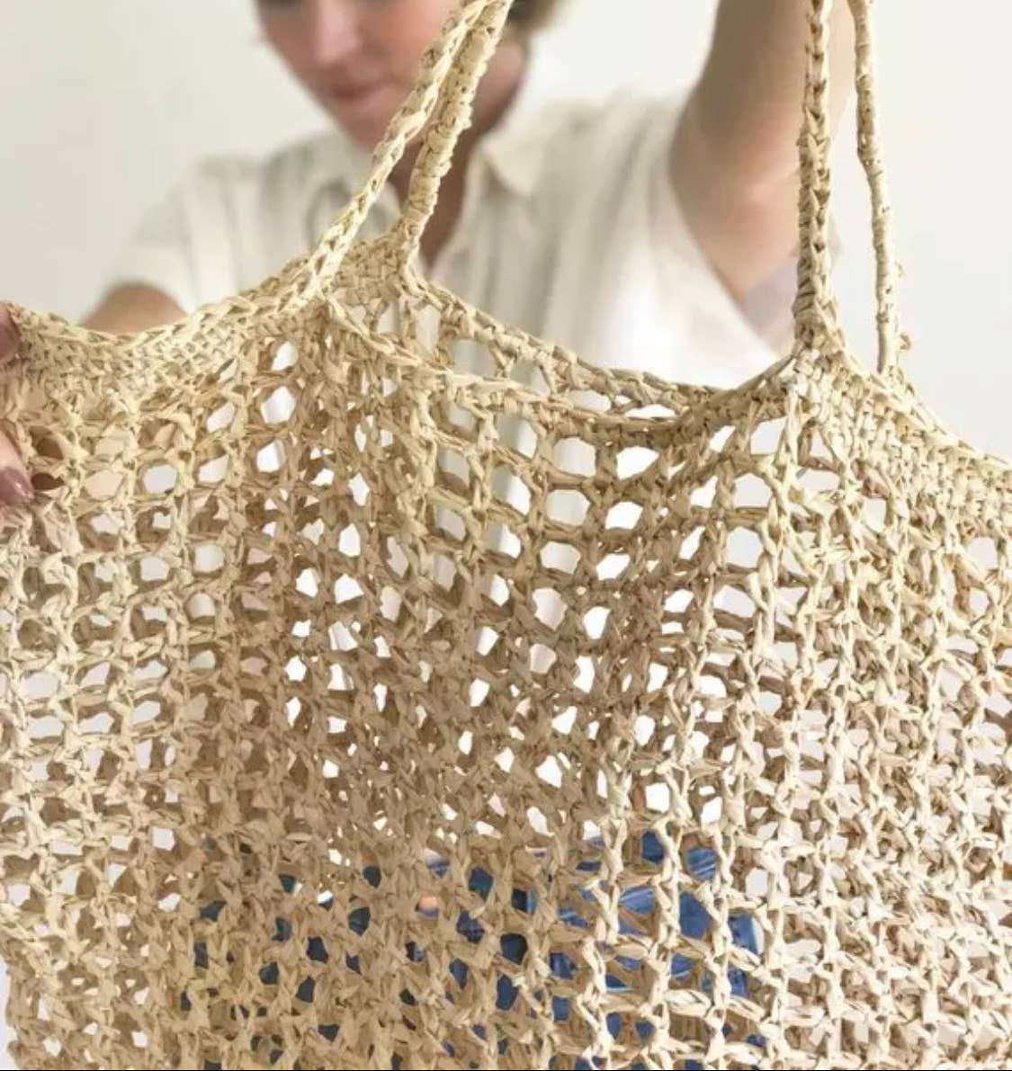 WONENA EcoFreax Beach tote handbag handmade natural raffia paper — reusable tote bags category context