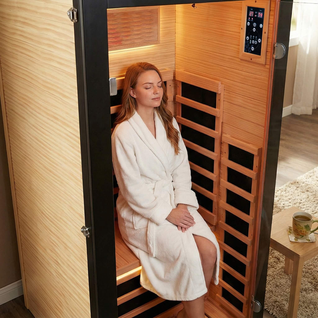 Thermora Solara Single-Person Chilean Pine Infrared Sauna Cabin (SAK57926) – SAKSBY WHOLESALE, view 4
