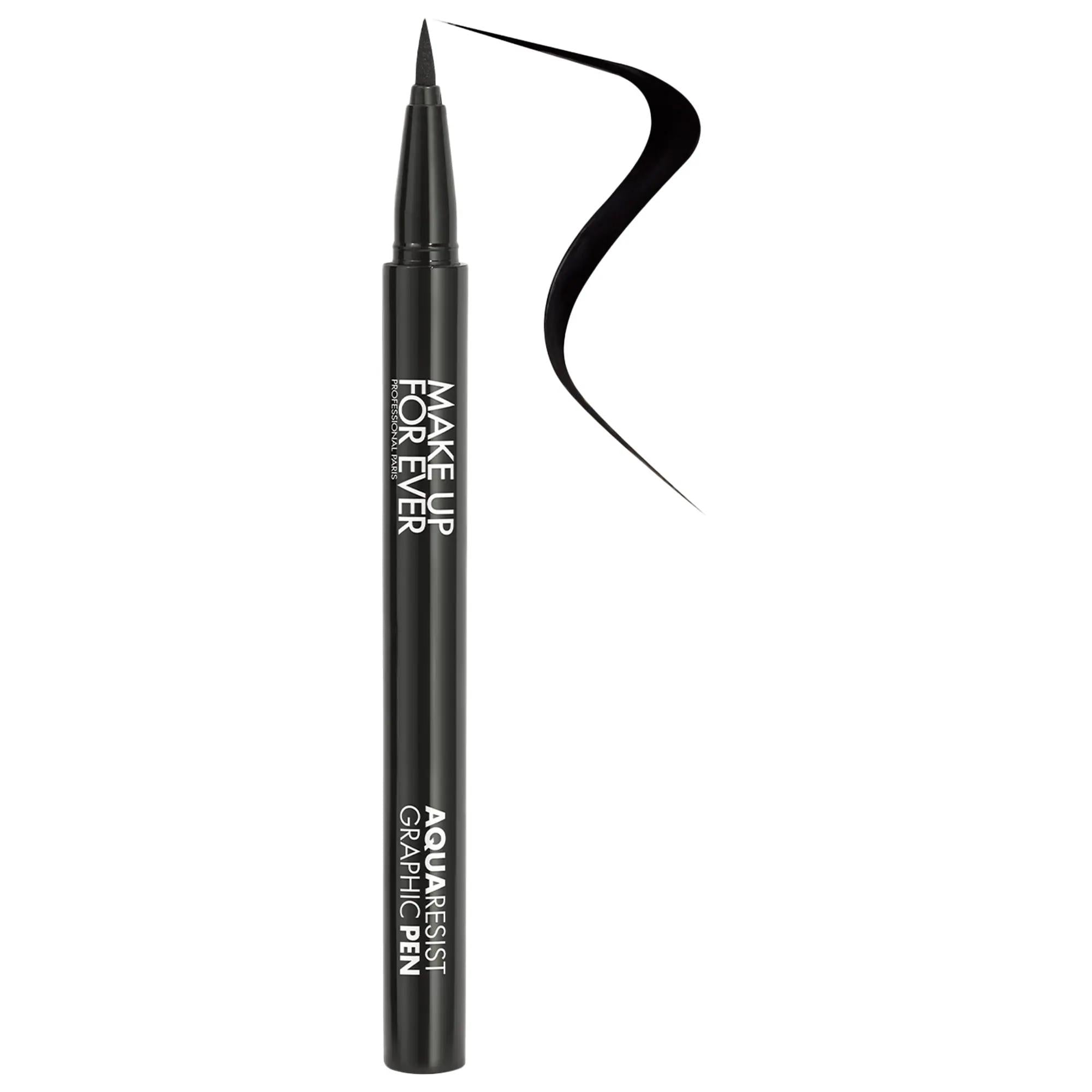 Make Up For Ever Aqua Resist Graphic Pen: 24HR Waterproof Intense Black Felt Tip Eyeliner - Smudge-Proof, Long-Lasting Definition for Sensitive Eyes