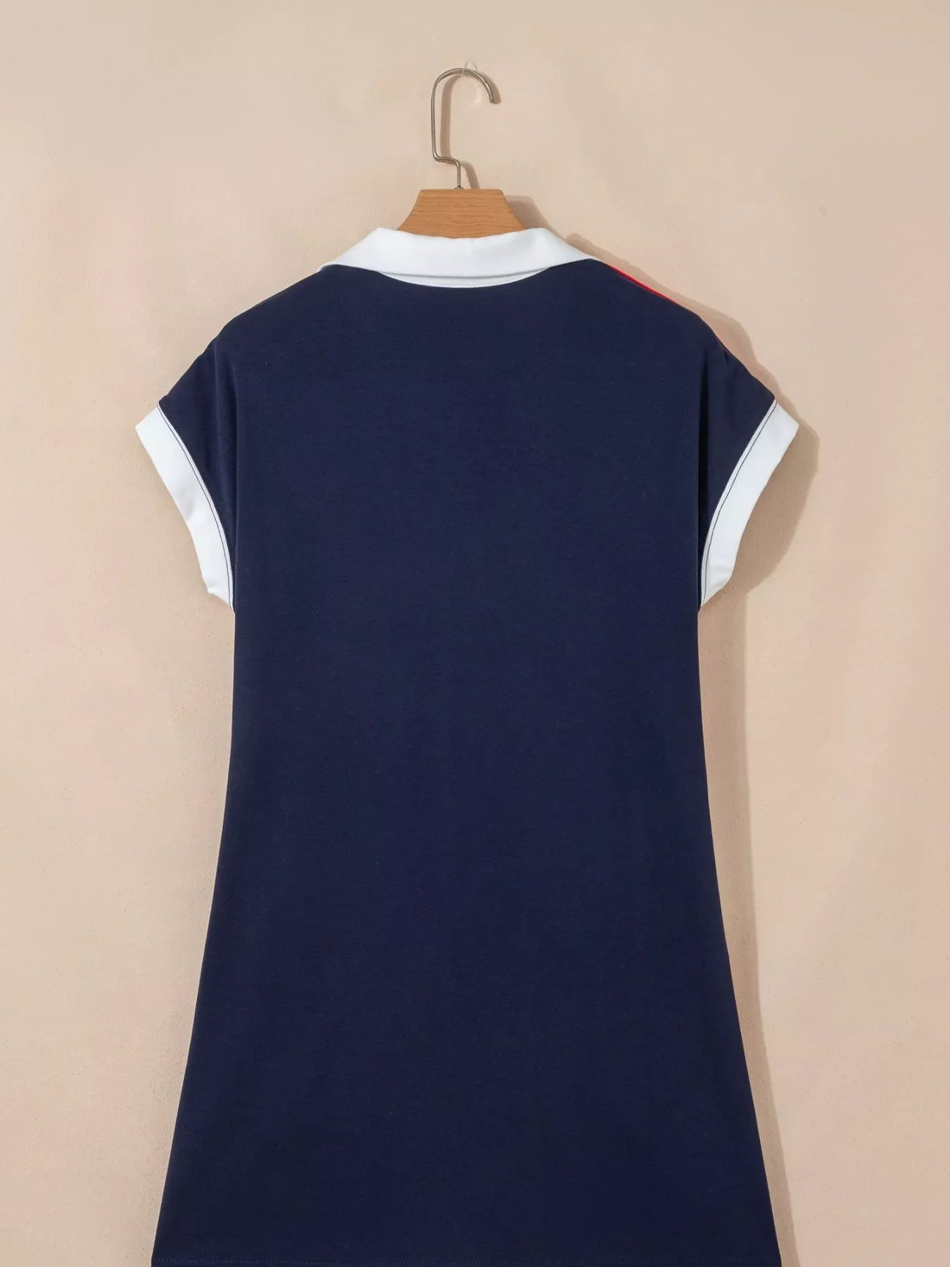 Americana Colorblock Stripes Zip up Collared T Shirt Mini Dress