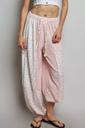 POL Patchwork Mixed Knit Wide Leg Pants
