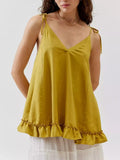 Tie-Strap Ruffle Hem Cami