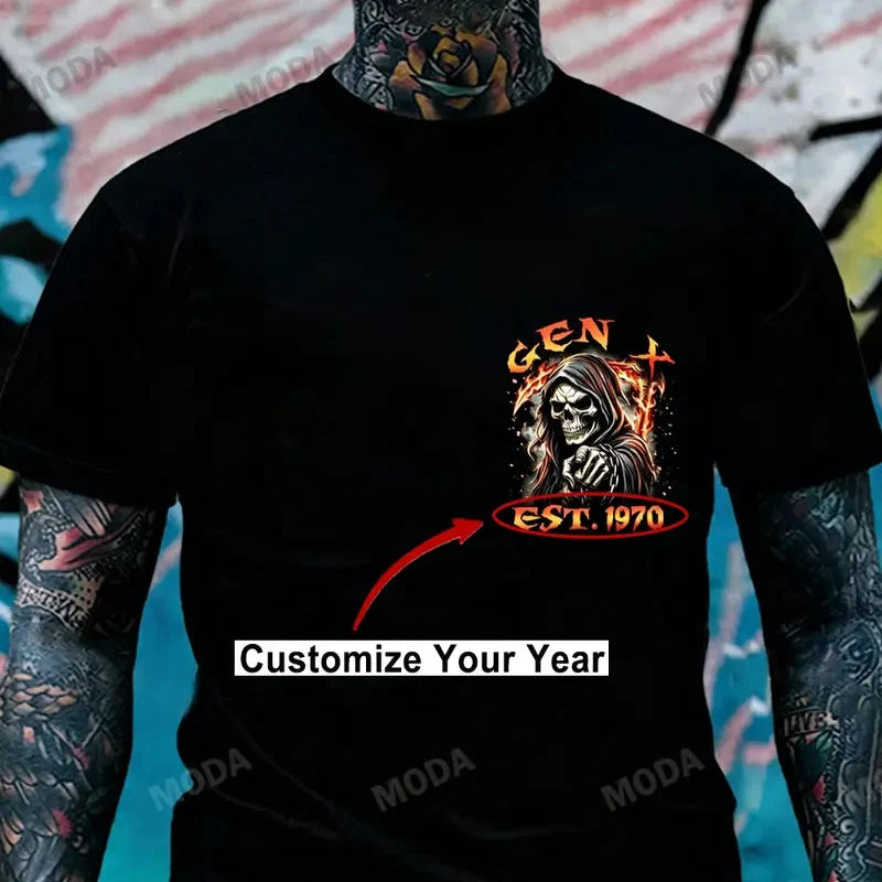 Generation X "Half The Shit..." T-Shirt – Custom Year Skull Retro Funny Gen X Unisex Graphic Tee