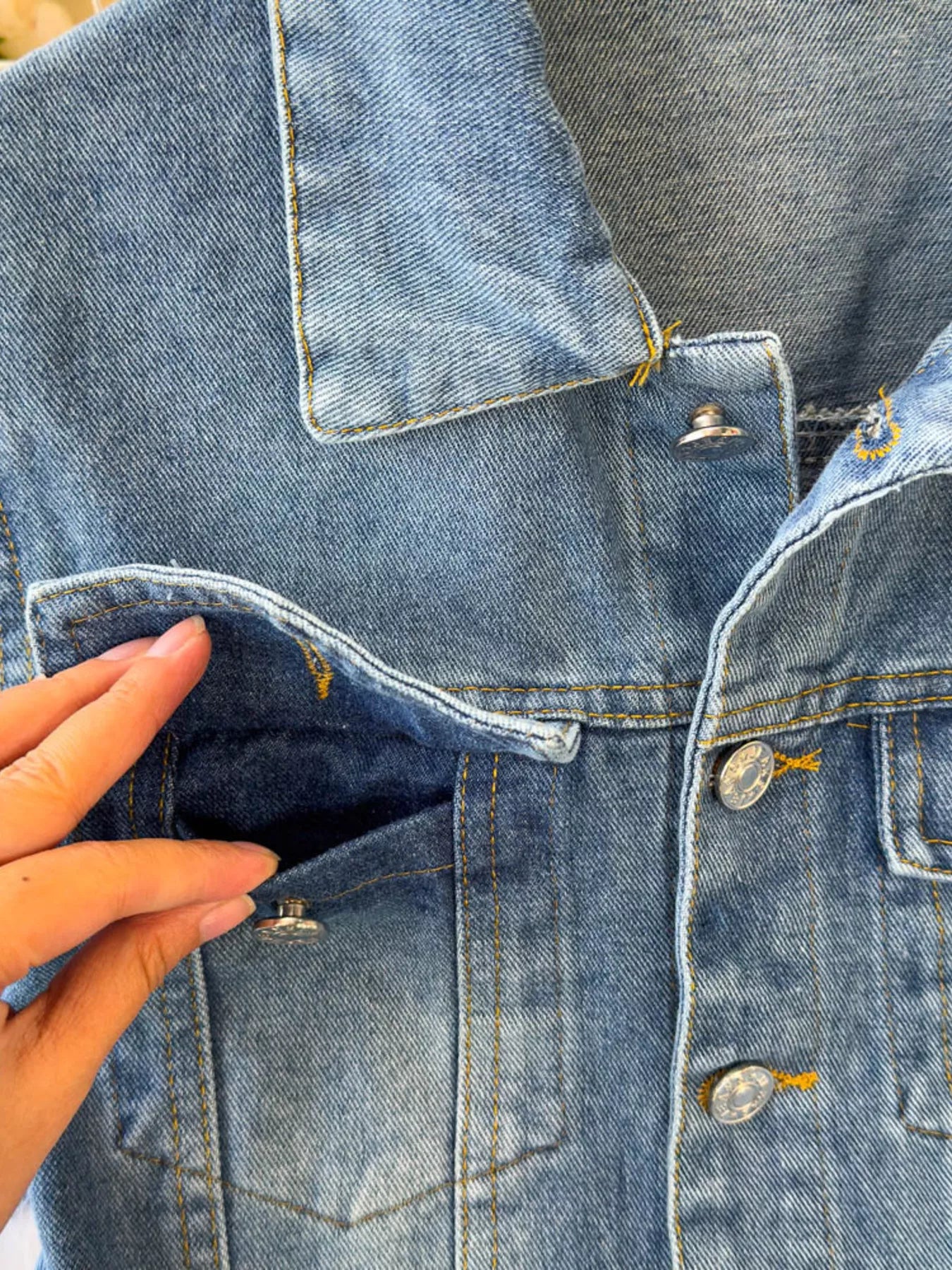 Button Front Wide Leg Denim Jumpsuit