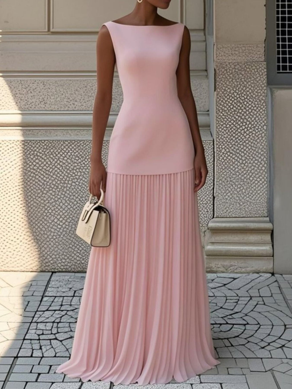 Full Size Sleeveless Top and Pleated Maxi Skirt Set Plus Size