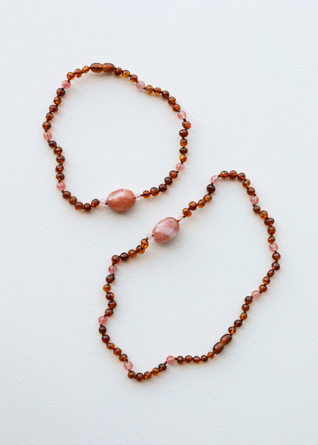 CanyonLeaf Cognac Baltic Sea Amber || Cherry + Rose Quartz || Necklace — necklace category context