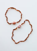 CanyonLeaf Cognac Baltic Sea Amber || Cherry + Rose Quartz || Necklace Set — main product shot