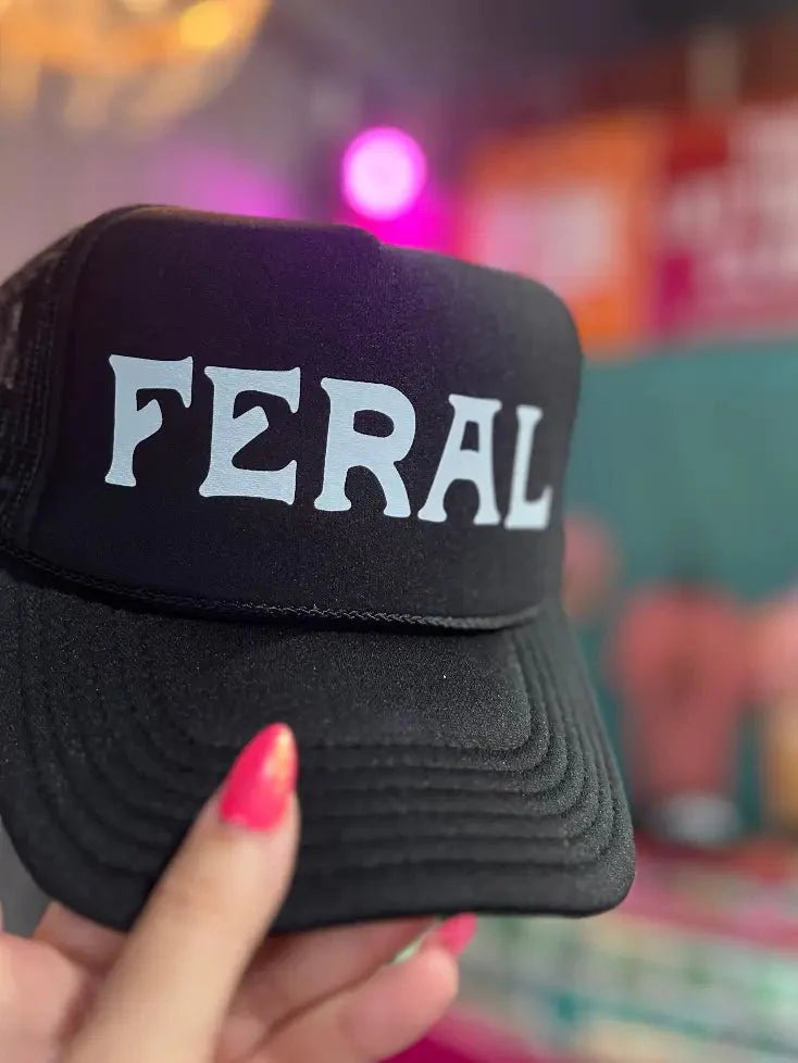 Wild Junkie Feral Trucker Hat — detail close-up