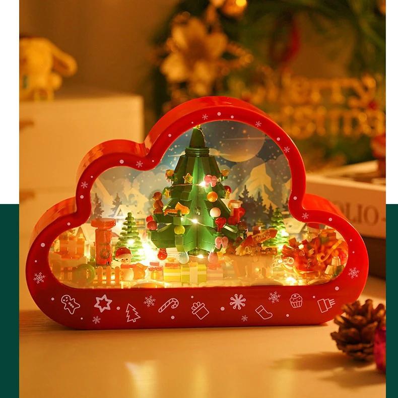 Mandotos Christmas Cloud Night Lamp With LED Lights Mirror Frame Assembled Building Blocks