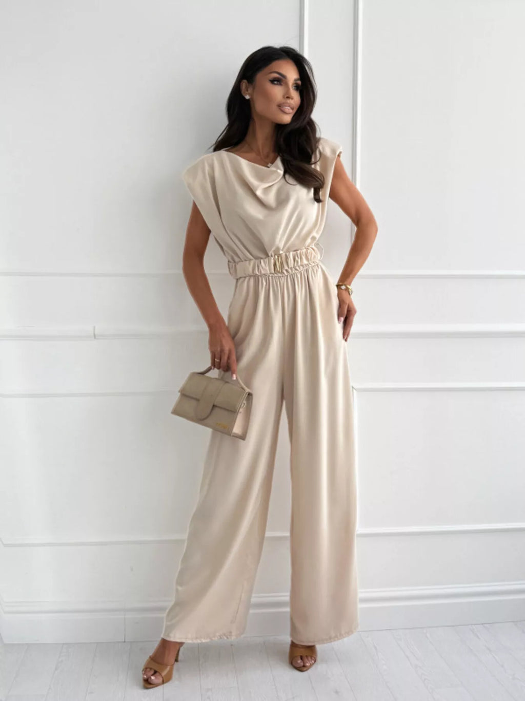 Cowl Neck Wide-Leg Jumpsuit