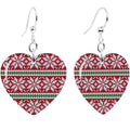BodyCandy Red Green Christmas Sweater Heart Fishhook Dangle Earrings — main product shot