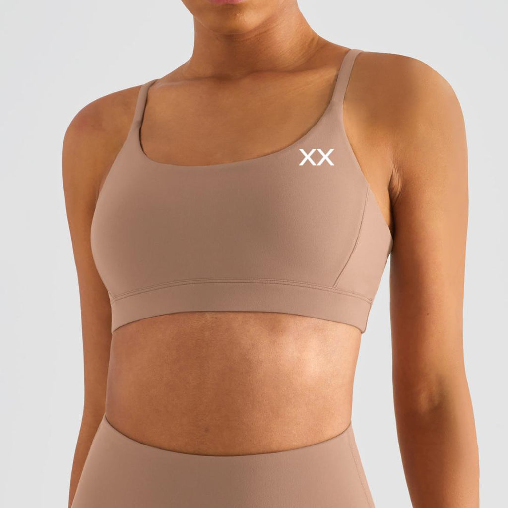 BLACKOUT BARBELL Echo Bra (Light Brown) — main product shot