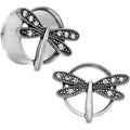 BodyCandy 20mm Clear Gem Steel Hi Sky Dragonfly Double Flare Tunnel Plug Set — main product shot