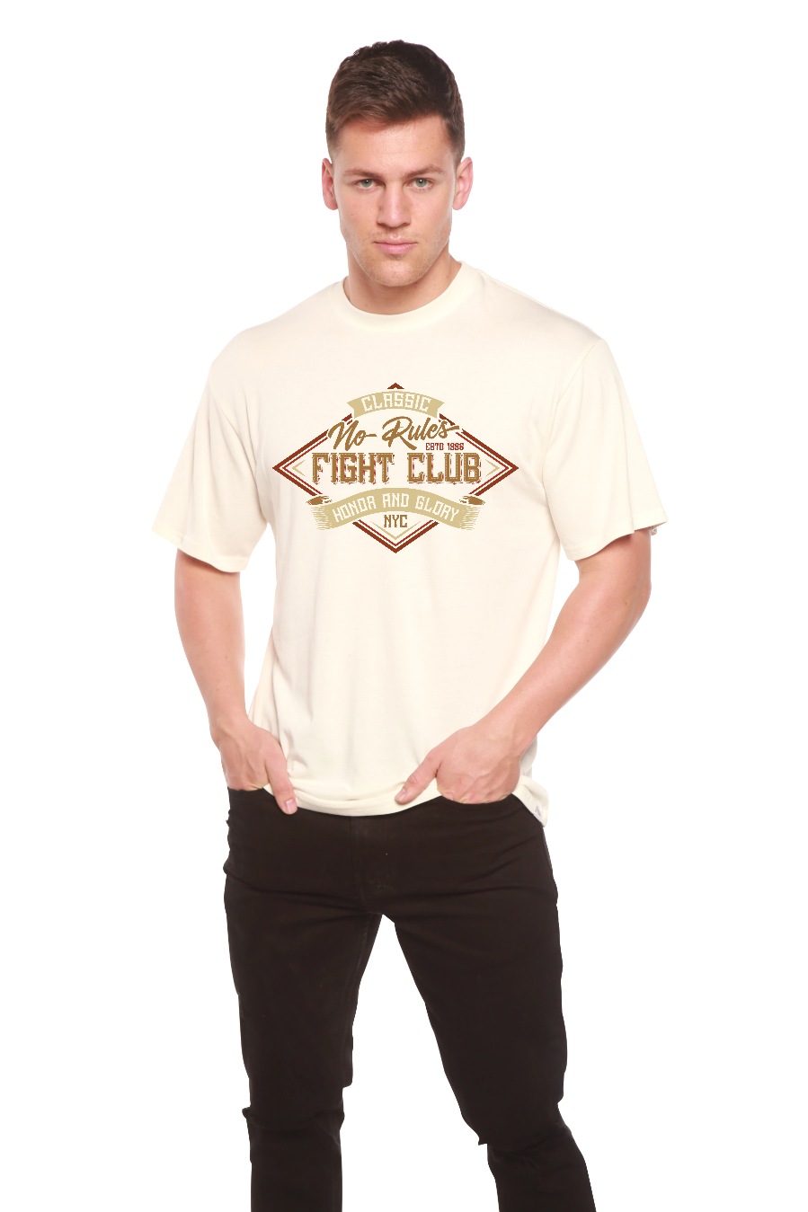 Spun Bamboo Fight Club Men's Bamboo Viscose/Organic Cotton Short Sleeve Graphic T-Shirt — back view