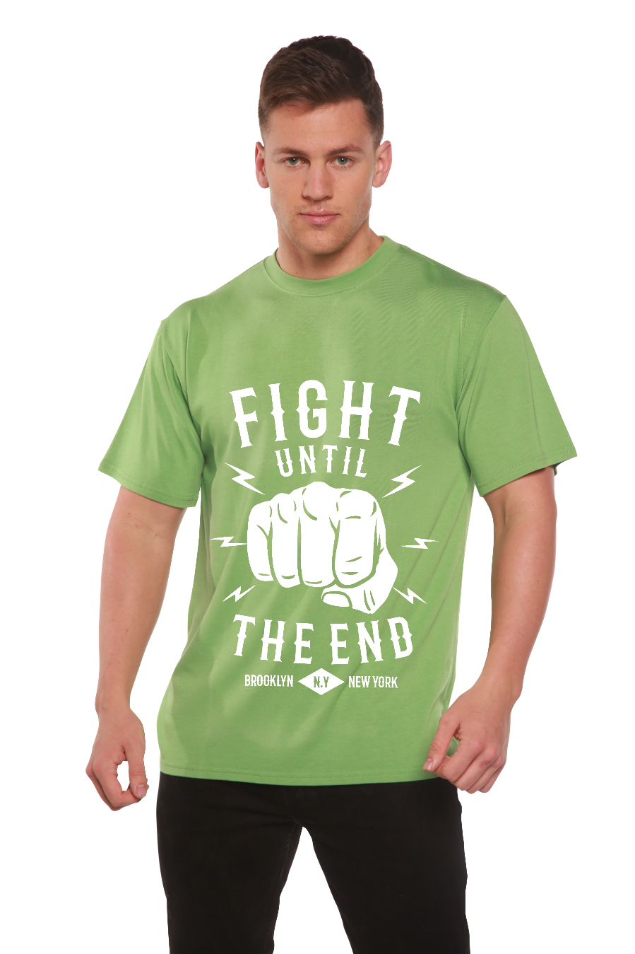 Spun Bamboo Fight Until Men's Bamboo Viscose/Organic Cotton Short Sleeve Graphic T-Shirt — alternative angle