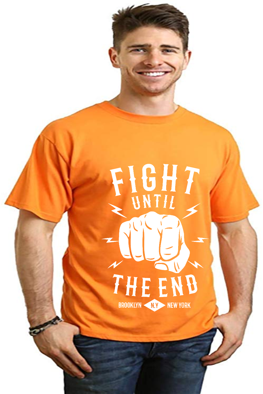 Spun Bamboo Fight Until Men's Bamboo Viscose/Organic Cotton Short Sleeve Graphic T-Shirt — size reference