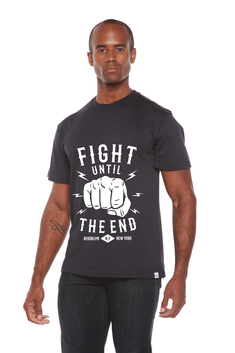 Spun Bamboo Fight Until Men's Bamboo Viscose/Organic Cotton Short Sleeve Graphic T-Shirt — lifestyle context