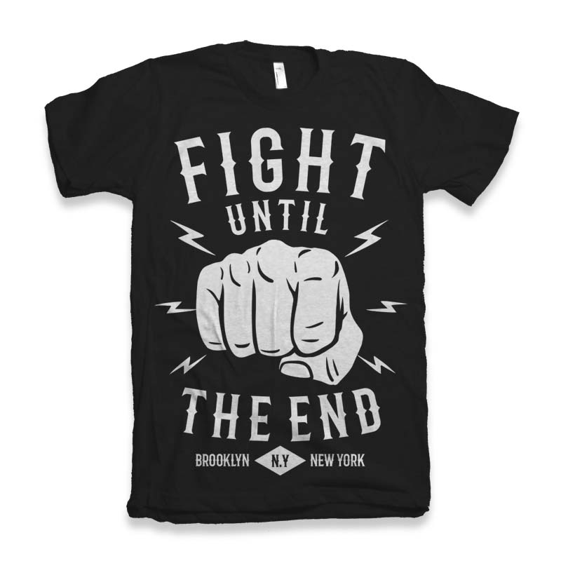 Spun Bamboo Fight Until Men's Bamboo Viscose/Organic Cotton Short Sleeve Graphic T-Shirt — detail close-up