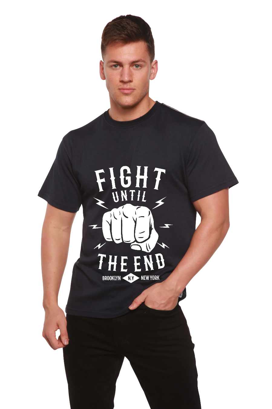Spun Bamboo Fight Until Men's Bamboo Viscose/Organic Cotton Short Sleeve Graphic T-Shirt — main product shot