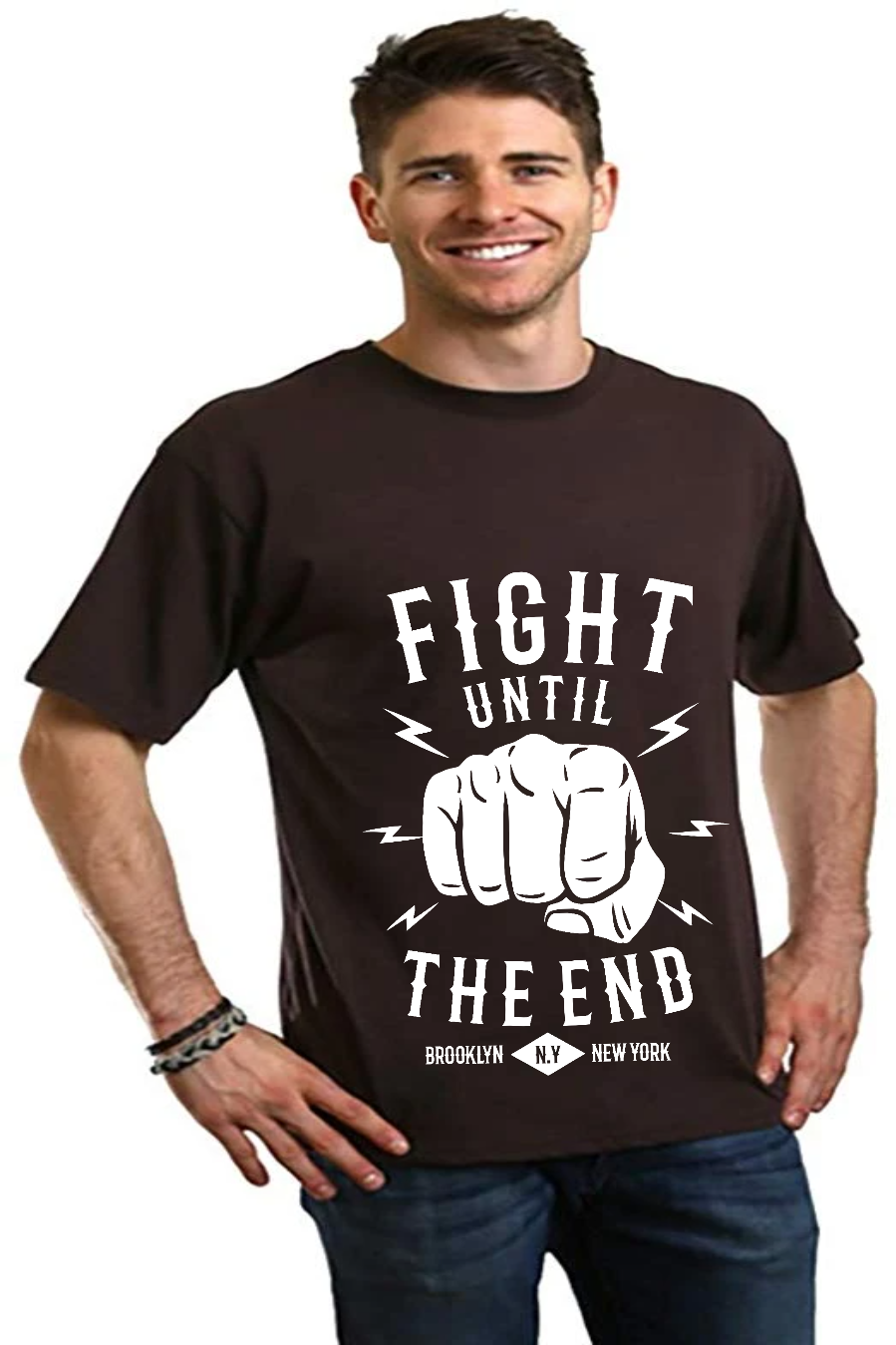 Spun Bamboo Fight Until Men's Bamboo Viscose/Organic Cotton Short Sleeve Graphic T-Shirt — back view