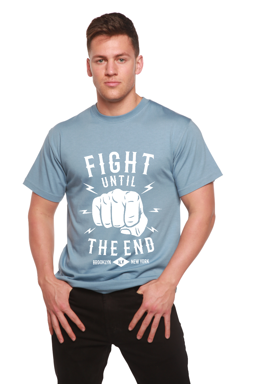 Spun Bamboo Fight Until Men's Bamboo Viscose/Organic Cotton Short Sleeve Graphic T-Shirt — side view