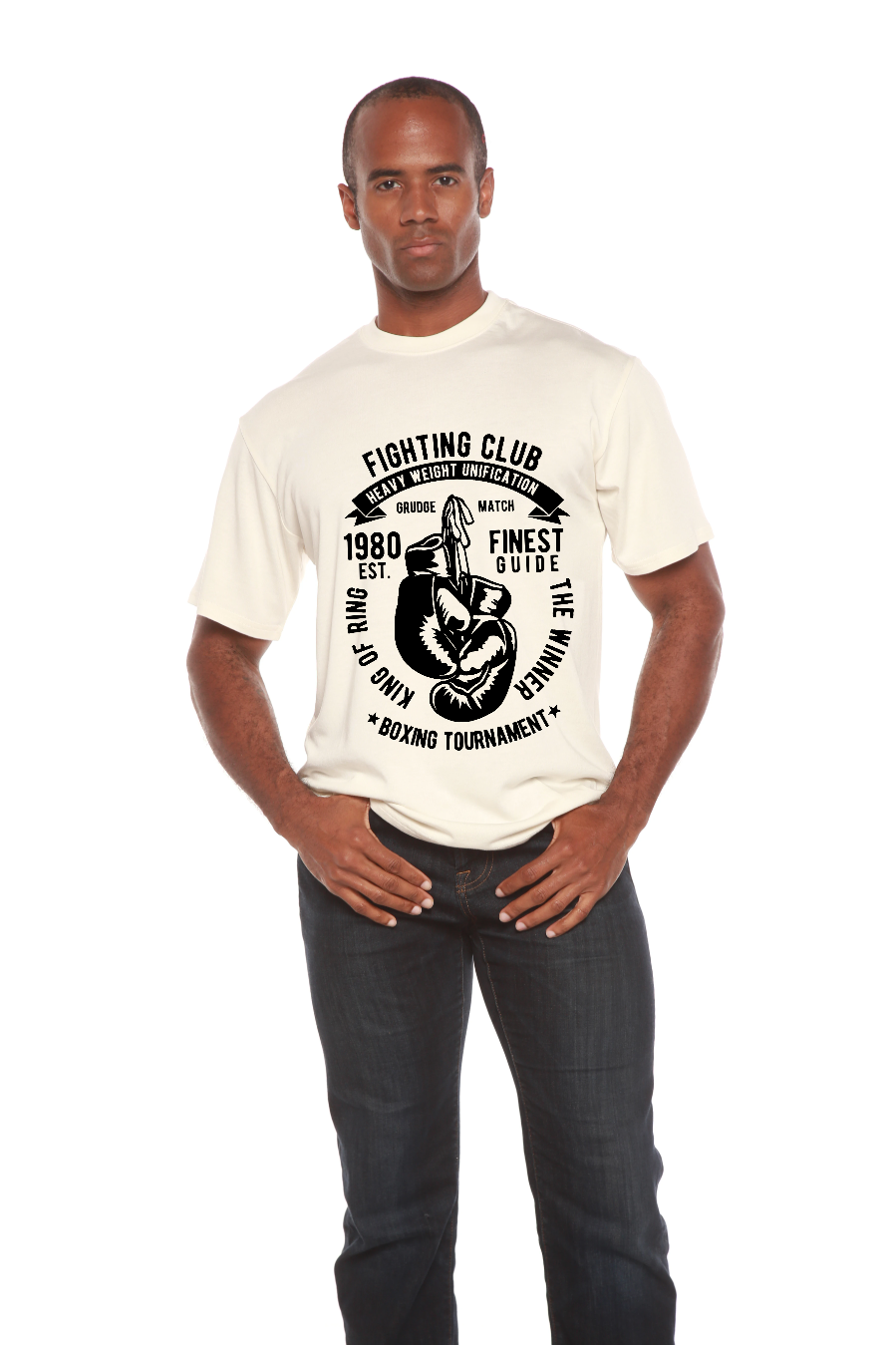 Spun Bamboo Fighting Club Men's Bamboo Viscose/Organic Cotton Short Sleeve Graphic T-Shirt — packaging