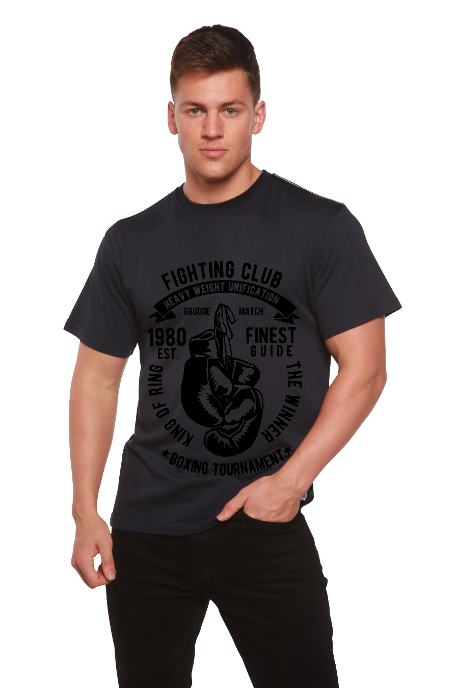 Spun Bamboo Fighting Club Men's Bamboo Viscose/Organic Cotton Short Sleeve Graphic T-Shirt — comparison shot