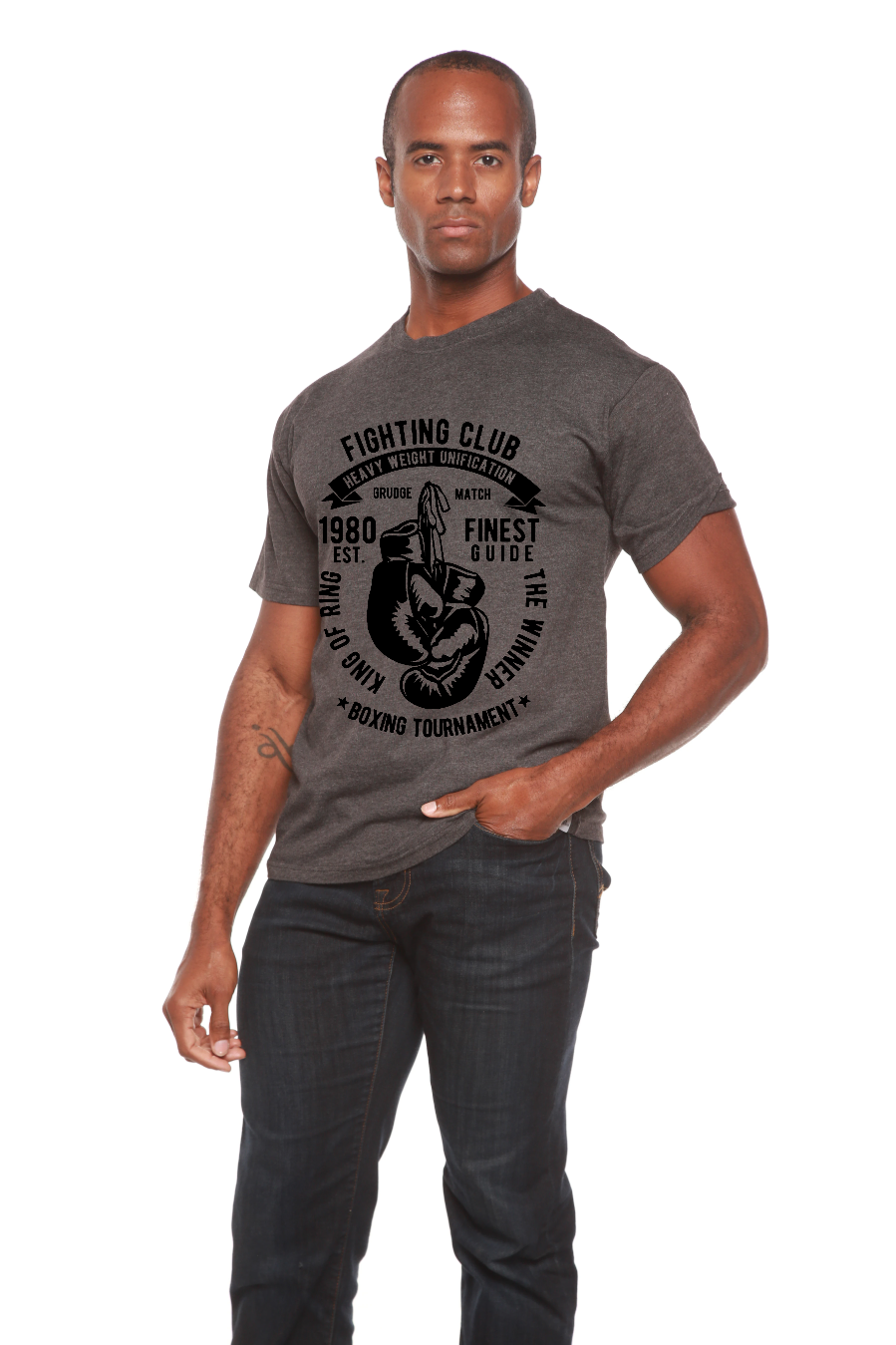 Spun Bamboo Fighting Club Men's Bamboo Viscose/Organic Cotton Short Sleeve Graphic T-Shirt — in-use photo