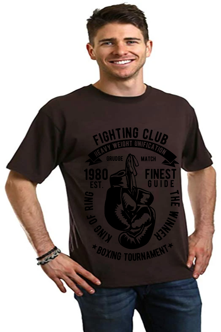 Spun Bamboo Fighting Club Men's Bamboo Viscose/Organic Cotton Short Sleeve Graphic T-Shirt — back view