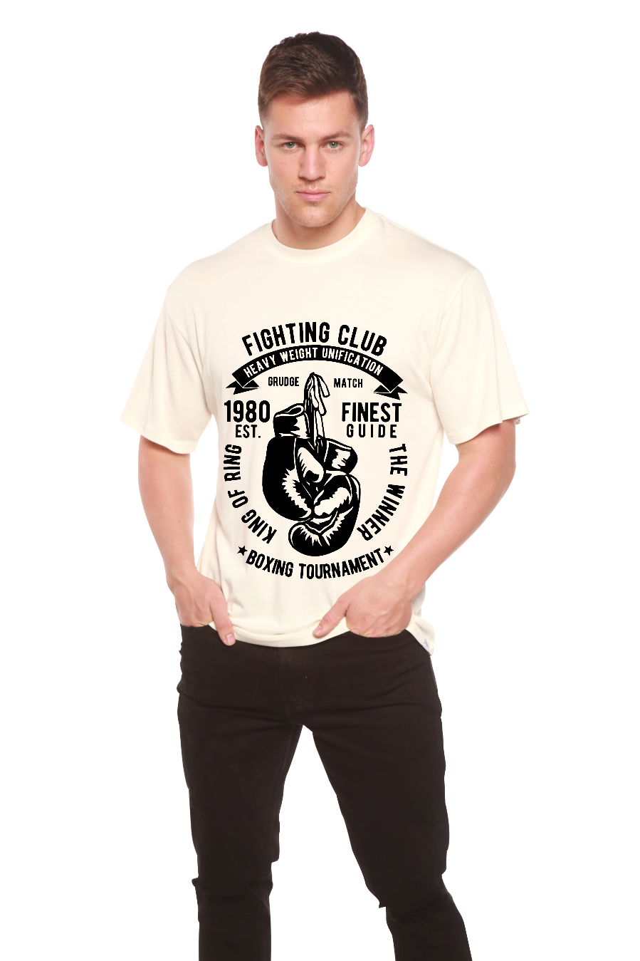 Spun Bamboo Fighting Club Men's Bamboo Viscose/Organic Cotton Short Sleeve Graphic T-Shirt — alternative angle