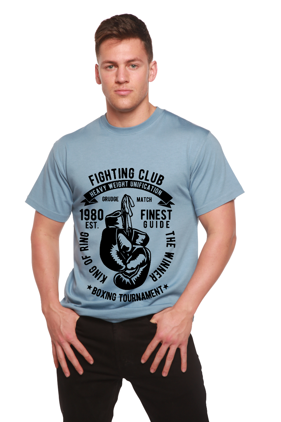 Spun Bamboo Fighting Club Men's Bamboo Viscose/Organic Cotton Short Sleeve Graphic T-Shirt — side view