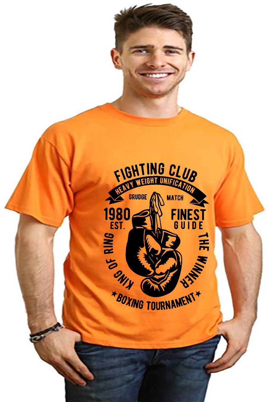 Spun Bamboo Fighting Club Men's Bamboo Viscose/Organic Cotton Short Sleeve Graphic T-Shirt — fabric or material detail