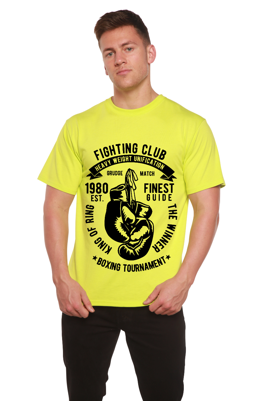 Spun Bamboo Fighting Club Men's Bamboo Viscose/Organic Cotton Short Sleeve Graphic T-Shirt — feature highlight