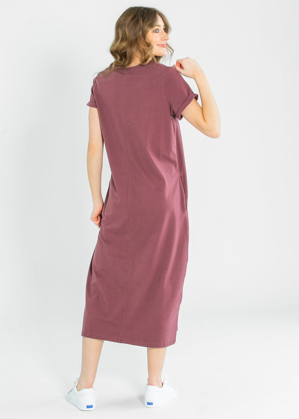 Inherit Co. Finley V-neck T-shirt Dress — fabric or material detail