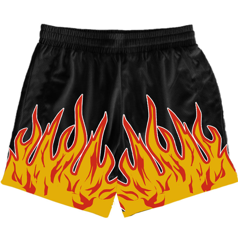 Bigger Than Basketball Flame - Shorts - Black — branding close-up