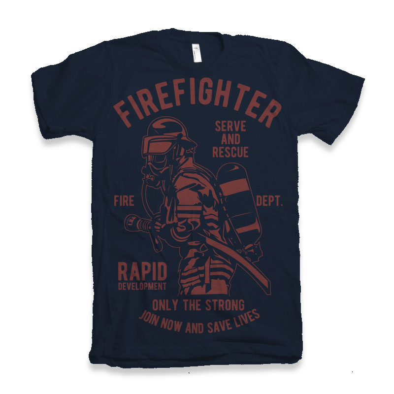 Spun Bamboo Firefighter Dept Men's Bamboo Viscose/Organic Cotton Short Sleeve Graphic T-Shirt — detail close-up