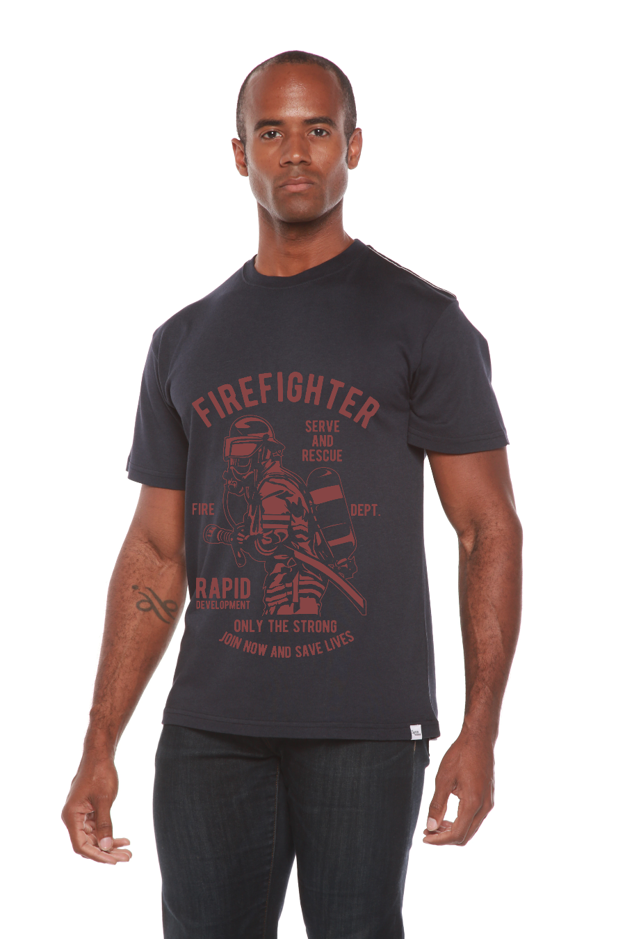 Spun Bamboo Firefighter Dept Men's Bamboo Viscose/Organic Cotton Short Sleeve Graphic T-Shirt — lifestyle context