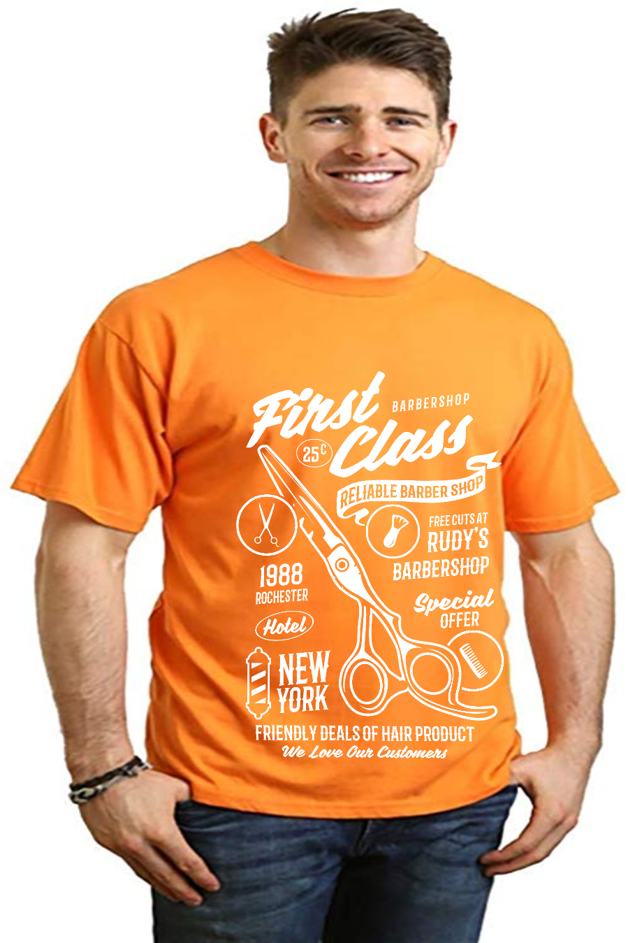 Spun Bamboo First Class Barber Men's Bamboo Viscose/Organic Cotton Short Sleeve Graphic T-Shirt — packaging