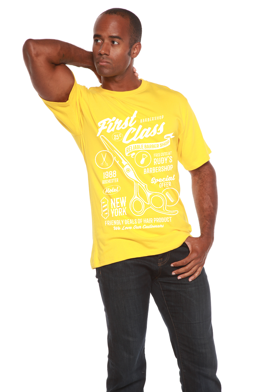 Spun Bamboo First Class Barber Men's Bamboo Viscose/Organic Cotton Short Sleeve Graphic T-Shirt — in-use photo