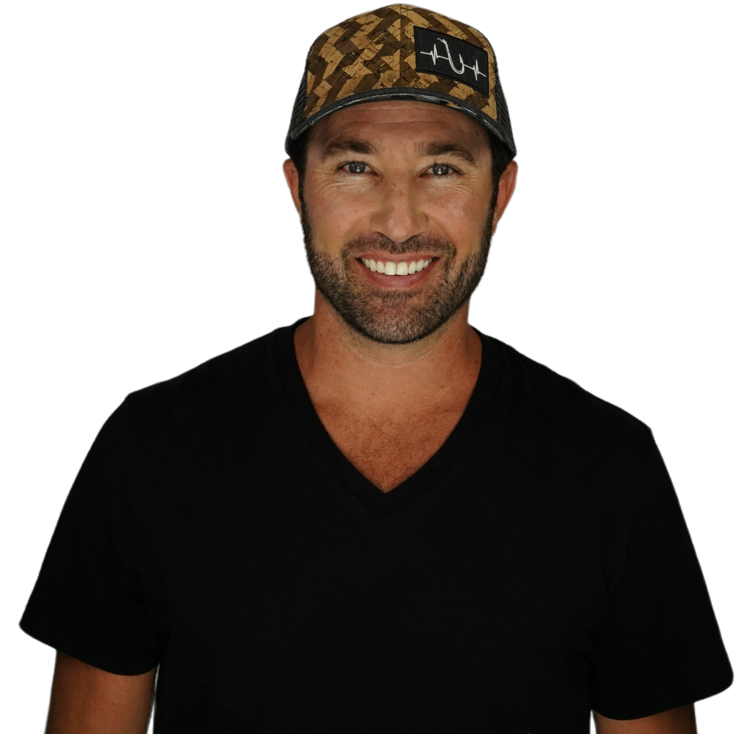 Fishing Hat - Baseball Hat Fit  - Cork - Charcoal Gray - Trucker Mesh
