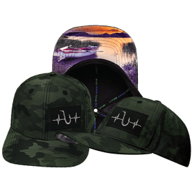 Fishing Hat - Baseball Hat Fit - Green Camo - Laser Mesh