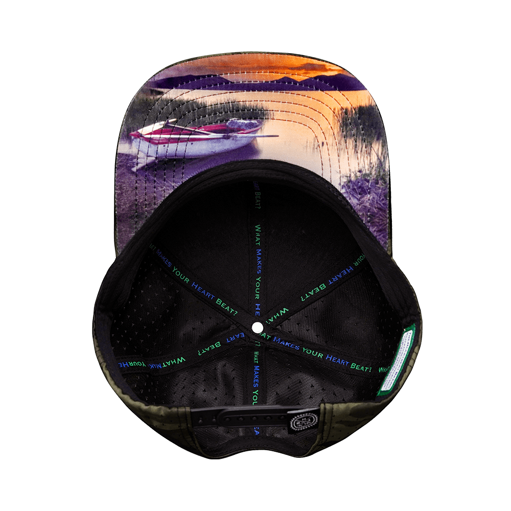 Fishing Hat - Baseball Hat Fit - Green Camo - Laser Mesh