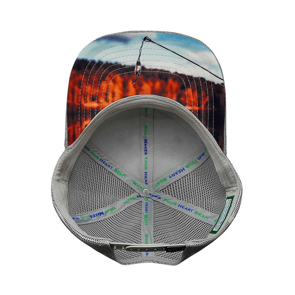 The Heartbeat Brand Fishing Hat - Baseball Hat Fit - Heather Gray / Gray - Trucker Mesh — alternative angle
